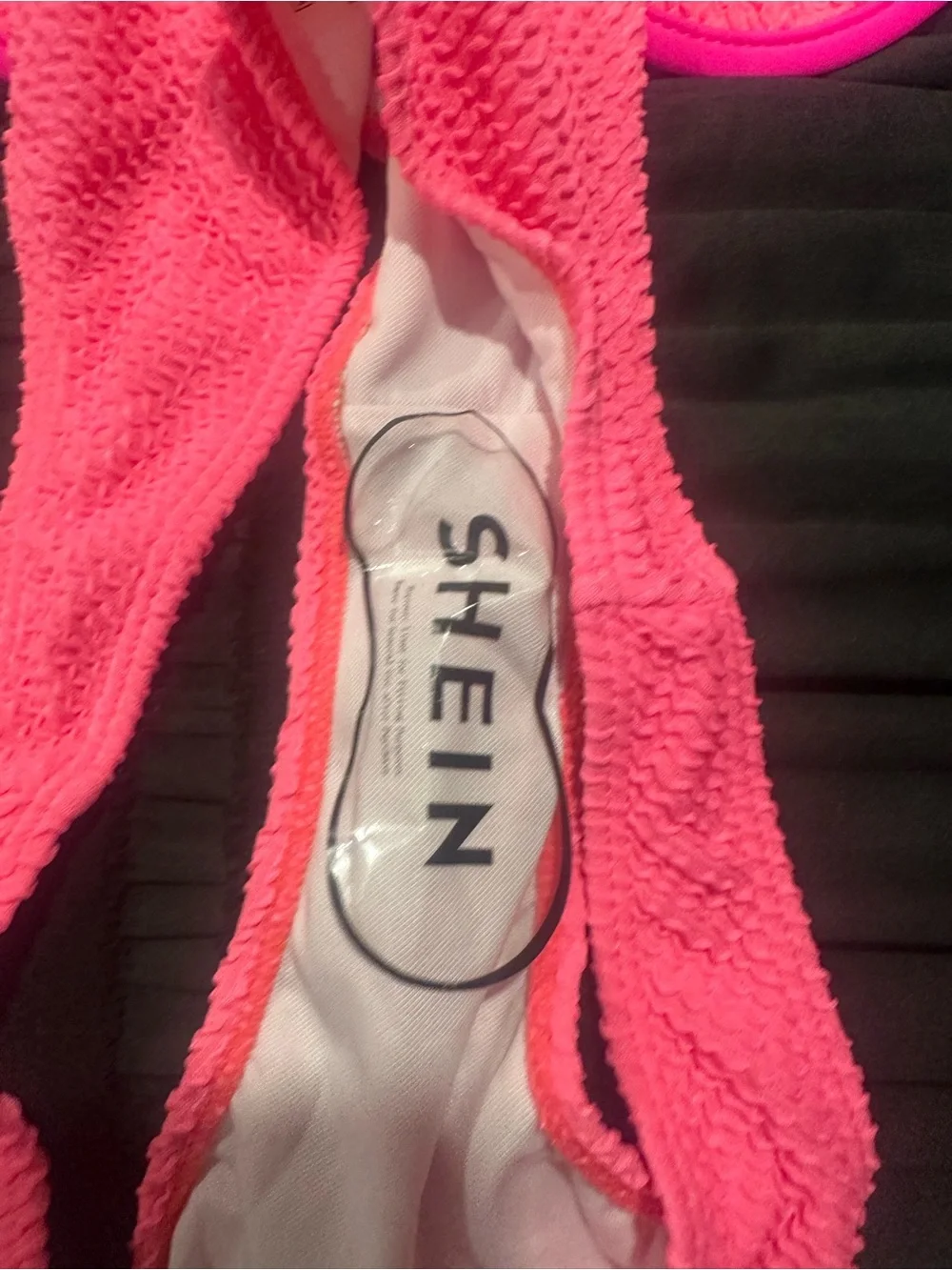 SHEIN Neon Pink Textured Bikini Set